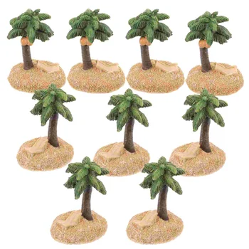 10 Ks Micro Krajiny Coconut Tree Decor Zelená Živice Socha Pieskovisko Ploche Miniatúrne Stromčeky Obrázok
