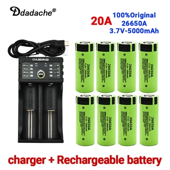 100% nový 20A 26650A 3,7 V 5000mAh batéria s vysokou kapacitou batérie lítium-iónová nabíjateľná batéria pre hračka baterka+Nabíjačka Obrázok