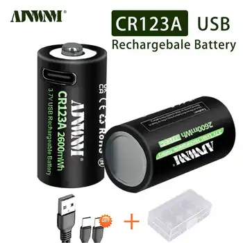 100% Originálne CR123A 3,7 V USB Lítiová Batéria CR123 16340 16350 Lítiová Batéria Pre Suché Primárne Batérie Fotoaparátu Blesk Obrázok