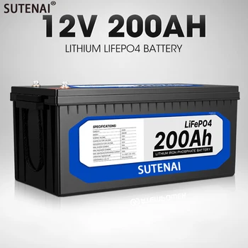12V 200Ah LiFePO4 Batérie, Vstavané BMS Lítium Železa Fosfát Bunka Pre RV Táborníci Golf Cart Off-Road Off-Grid Solar S Nabíjačky Obrázok