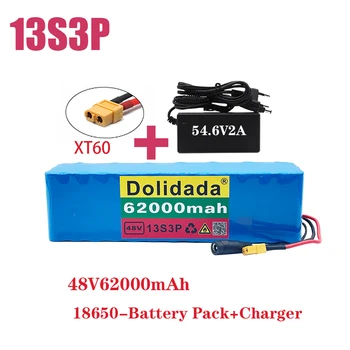 13S3P 48V 62Ah 1000W lithium-ion batéria vhodné pre 54.6 V bicykle a elektrické vozidlá vybavené vstavané BMS nabíjačky značky Obrázok