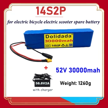 14S2P 52V 30000Mah 18650 Lítiová Nabíjateľná Batéria S vstavaným-in Bms Pre Elektrické Bicykle na Elektrický Skúter Náhradné Batérie Obrázok