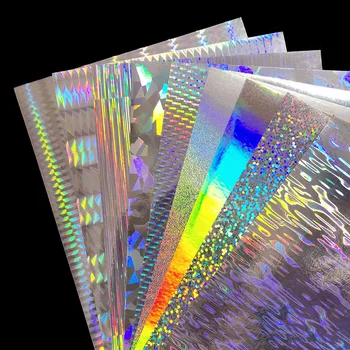 18pcs 20x10cm Holografické Lepidlo Film Flash Pásky Nalákať Čo Lietať Viazanie Materiál Kov Pevného Návnad Zmeniť Farbu Nálepky Obrázok