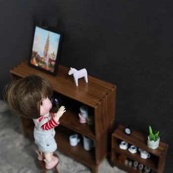 1Pc 1/12 1/6 Mini domček pre bábiky Miniatúrne Drevené Kombinácia, Skrinka Simulácia Nábytok Model pre Doll House Život Scény, Dekorácie Obrázok