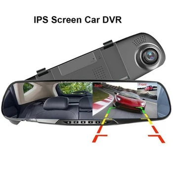 2 Nastavte 4.3 Palcový Auta DVR Spätné Zrkadlo Jazdy Video Rekordér Duálny Objektív Dash Kamera 1080P IPS Predné A Zadné Kamera Obrázok