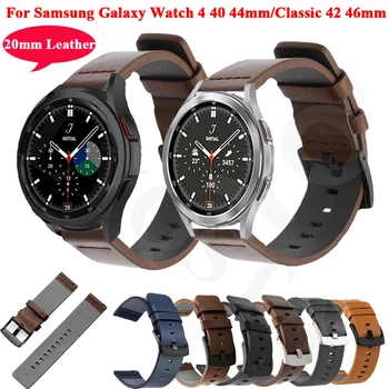 20 mm Sledovať Pásmo Pre Samsung Galaxy Watch4 klasické 46 42mm Smartwatch Kožený Športový Náramok Galaxy Sledovať 4 44 40 mm Remienok Correa Obrázok