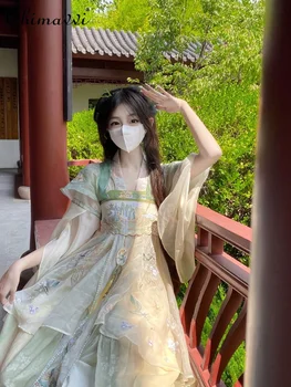 2023 Letné Krátke Tričko, Šatka Šaty Vyšívané Šaty Fot Ženy Sladké Čínske Tradičné Šaty Hanfu Šaty Čínsky Hanfu Obrázok