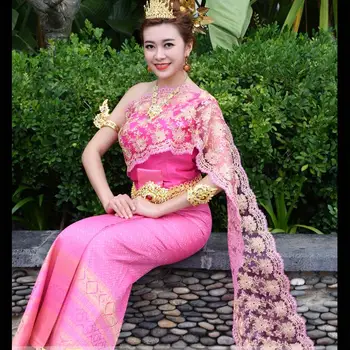 2023 Nové Thajskej Tradičnej Ázijskej Fotografie Tanečné Predstavenie Thajsko Kostým Cestovné Šaty Vintage Thai Oblečenie Šaty Sada Obrázok