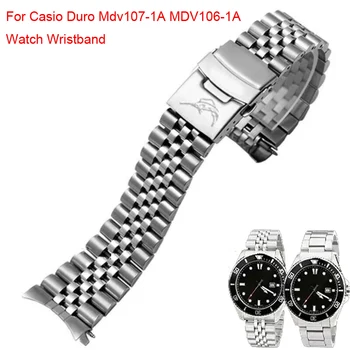22 mm Pre Casio Duro Mdv107-1A MDV106-1A Hodinky, Náramok Náramok Watchband Náhradné Diely, 3 StylesDiving Ocele Kovový Remienok Obrázok