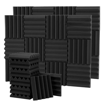 36 Pack Akustické Panely 9.8X9.8X2 Palcový Klin Zvuková izolácia Akustická Pena Pena Pre Nahrávacie Štúdio, Akustická Liečby Obrázok