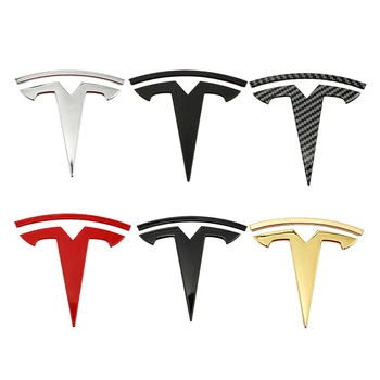 3ks Auto Predná Kapota Kryt Zadný Znak Nálepka pre Tesla Logo Model 3 Model Y Auto Volant Odznak Obrázok