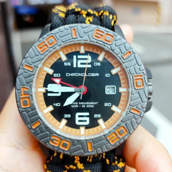 46 mm Uhlíkových Vlákien Vojenské Hodinky pre Mužov GMT Športové Pilot náramkové hodinky Quartz 100m Vodotesné C3 Svetelný Kalendár Hodiny Reloj Obrázok