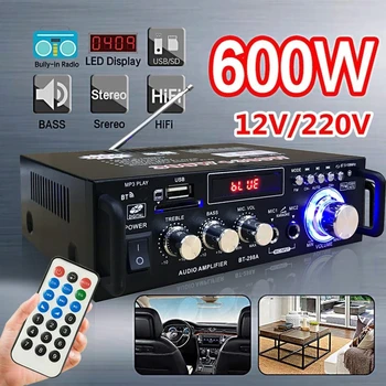 600W 12V 220V Home HIFI Zosilňovač USB, FM Rádio, Car Audio Bluetooth Zosilňovače Kina Subwoofer Zvukový Systém S Diaľkovým ovládaním Obrázok