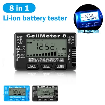 8-in-1 LCD Digitálne Multifunkčné Kapacita Batérie Checker RC CellMeter-8 2-8S Servo Li-Po Li-lon Život NiCd NiMH Batérie Tester Obrázok
