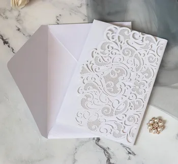 80pcs svadobné pozvánky karty vrátane obálky a vnútorné karty Obrázok