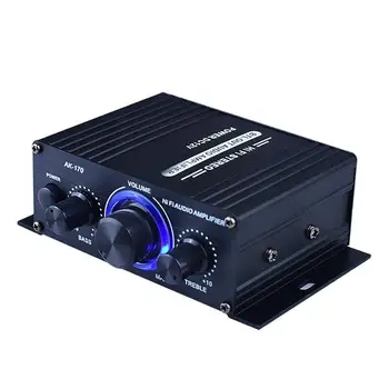 Ak170 Mini Digital Power Audio Auto Zosilňovač Modré Svetlo Stereo Audio Zosilňovač Pre Domáce Kino Klub Strany Hudby 200w X2 X9o2 Obrázok