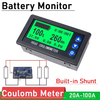 Battery Monitor Coulomb Meter DC100V 20A 50A 100A Lifepo4 olovené Li-ion lithium kapacita energie displej 12V 24V 36V W Shunt Obrázok
