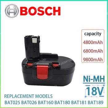 Bosch 18V 9.8 AH Ni-MH Remplacement Batérie pour Bosch BAT160 BAT025 BAT026 2607335735 2607335277 PSR18 VE-2 GSR18 Obrázok