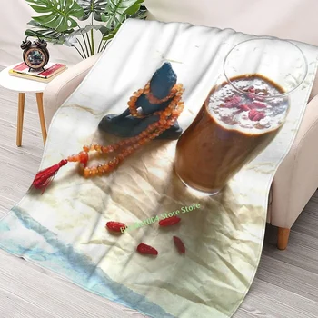 Buddha, Malá A Goji Berry Smoothie Hodiť Deka 3D vytlačené pohovkou, spálňa dekoratívne deka deti, dospelých Vianočný darček Obrázok