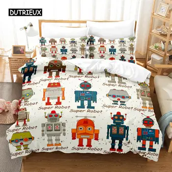 Cartoon Deti Robot posteľná bielizeň Nastaviť Perinu Nastaviť 3d posteľná bielizeň Digitálna Tlač Posteľná Bielizeň Queen Size Posteľou Nastaviť Módny Dizajn Obrázok