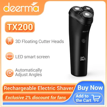 Deerma TX200 Nabíjateľná IPX7 Nepremokavé Elektrický Holiaci strojček pre Mužov Rotačné Elektrické Holiace strojčeky Holiace Žiletky S LED Smart Displej Obrázok