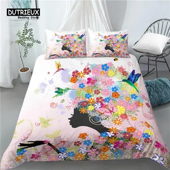 Domov Životných Luxusné 3D Butterfly Girl Tlač posteľná bielizeň Set 2/3ks (Perinu+obliečka na Vankúš) Pohodlné EU/US/AU Veľkosť Obrázok