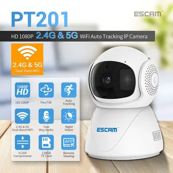 ESCAM PT201 1080P Inteligentné bezpečnostné Kamery Bezdrôtové CCTVNetwork 2.4 G 5G WiFi IP Kamera IR Nočné Videnie Baby Monitor Obrázok