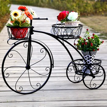 Európsky štýl železa požičovňa kvet stojan kovový kôš kvet nosiče bicyklov milovníkov kovové záhradné dekor balkón vnútorné zariadenia stojan Obrázok