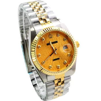 HK Módnej Značky Crown Quartz Žena Muž Milovníka Luxusu, Gold Steel výrobcov hodiniek predaj Japonsko Pohyb kalendár Náramkové hodinky Obrázok