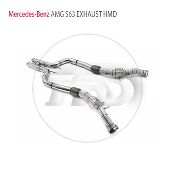 HMD Výfukový Systém, Vysoký Prietok Výkon Downpipe na Mercedes Benz AMG S63 W222 5.5 T S katalyzátor, Závodné Rúry Obrázok