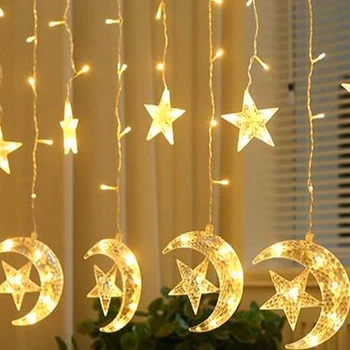  Hviezda Mesiaca String Svetlá 126LED Dekoratívne Veniec Svetla Batérie Powered Pre Ramadánu Festival Svadobné Party Decor Obrázok