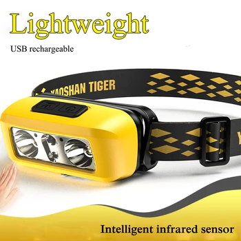 INFRAČERVENÝ Senzor Pohybu Svetlometu Vysokej Lumen USB Nabíjateľné LED Svetlomet Vonkajšie Nepremokavé Vedúci svetlo Super Jasná Hlavu Blesku Obrázok