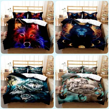 Lesnú zver vlk vytlačené polyester posteľná bielizeň nastaviť mäkké a pohodlné cumlík posteľná bielizeň Kompletné sady veľkosť Prispôsobiteľné Obrázok
