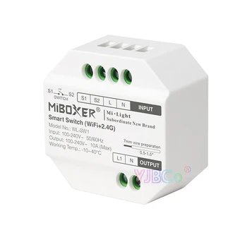 Miboxer 110V-220V 2.4 G WiFi Smart zapnutie a vypnutie slabší hlas Alexa, Google Asistent/Tuya app riadenie elektrických zariadení Obrázok