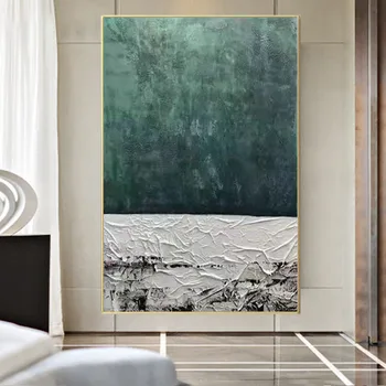 Moderné Abstraktné Hrubé Textúry Linky Zelené Plátno Obrázok Pre Obývacia Izba, Spálňa Wall Art Ručne Maľované Olejomaľba Home Decor Obrázok