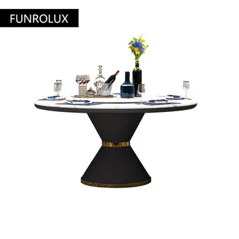 Moderný Jednoduchý Mramoru Okrúhly Jedálenský Stôl Zmes Veľký Jedálenský Stôl Byt Gramofónu Zestawy Robiť Jadalni bytový Nábytok TÝŽDEŇ Obrázok