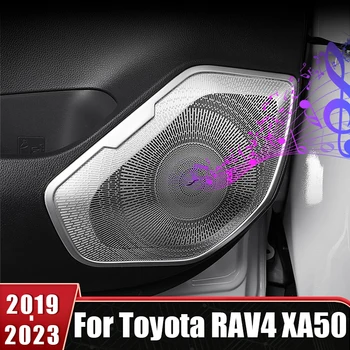 Nerezové Oceľové Dvere, Reproduktor, Audio Reproduktorov Kryt Výbava Samolepky Pre Toyota RAV4 XA50 2019 2020 2021 2022 2023 Auto Príslušenstvo Obrázok