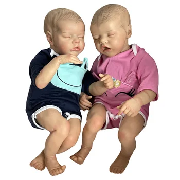 NOVÉ 40 CM Vysoký Stupeň Maľované Reborn Bábiky Twin Sestry Dievča Spí s Očami Zatvorenými Roztomilý Reborn Bábiky Narodeniny Vianočný Darček Obrázok