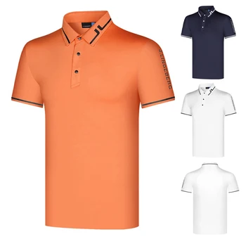 Nové letné golf pánske rýchle sušenie-krátke rukávy outdoorové športy, priedušná potu bežné polo tričko Obrázok
