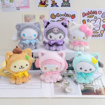 Nové Sanrio Kawaii Plyšové Keychain Hello Kitty Kuromi Cinnamoroll Plyšové Hračky, Bábiky Prívesok Roztomilý Batoh Dekor Prívesok Dievča Dary Obrázok