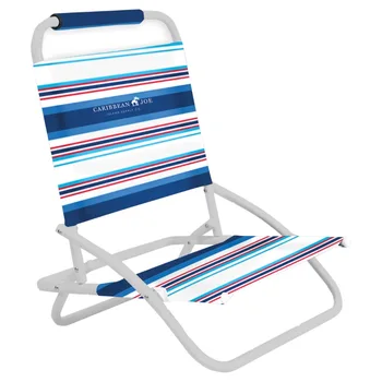 O Jednu Pozíciu Skladacie Beach Chair, Blue/Red Stripe Obrázok
