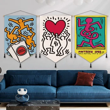 Originalita Graffiti Gobelín Keiths Harings Handričku, Na Stene Visí Maľovanie Na Stenu Polyester Deka Yoga Mat Doma Spálňa Umenie Koberec Obrázok