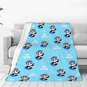 Panda Deka Kryt Flanelové roztomilý Ľahký Tenký Hodiť Deka pre Vonkajšie Cestovné Spálňa Deka Obrázok