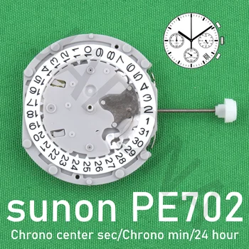 PE702 pohyb čína sunon pe702 pohyb Tri Ruky s 3Eyes ＆Dátum Malé Chronograf Druhý ＆ Minútu,24hod. Obrázok