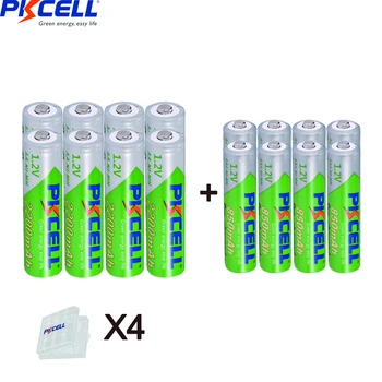 PKCELL 8KS 2200MAH AA Rechargebale Batérie + 8KS 850MAH AAA 1.2 V NI-MH AAA/AA nabíjateľné batérie a 4PC AA /AAA batérie POĽA Obrázok