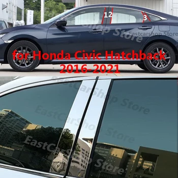Pre Honda Civic Hatchback 2016-2021 Auto Nehrdzavejúcej Ocele Uprostred Centrálnej Stĺpec PC Okno Orezania B C Pilier Nálepky Accessorie Kryt Obrázok