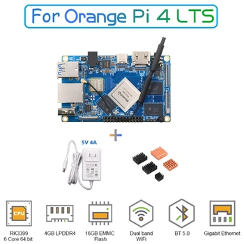 Pre Orange Pi 4 LTS 4GB LPDDR4 16 GB EMMC Rockchip RK3399 Wifi+BT5.0 Heatsinks pre OPI 4 LTS Vývoj Doska NÁS Plug Obrázok