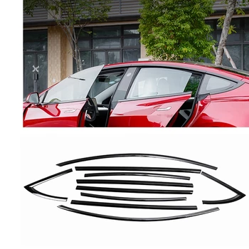 Pre Tesla Model 3 2017-2023 Auto Okno Orezania Titánové Čierne Vonkajšie Bočné Lišty Pokrytie Tesnenie Weatherstrip Tesnenie Dekoratívne Pásy Obrázok