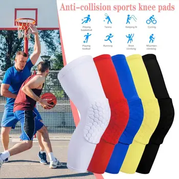 Profesionálne Honeycomb Crashproof Bandáž Na Koleno Ochranné Šport Gear Nohu Kolien Priedušná Obväz Basketbal Knee Brace Obrázok