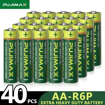 PUJIMAX 1,5 V R6P AA Uhlíkové Batérie 40 Ks Suché Batérie Vhodné Pre Rádio Hračky, Diaľkové Ovládanie, Myš, Elektrické zubné Kefky, Univerzálny Obrázok
